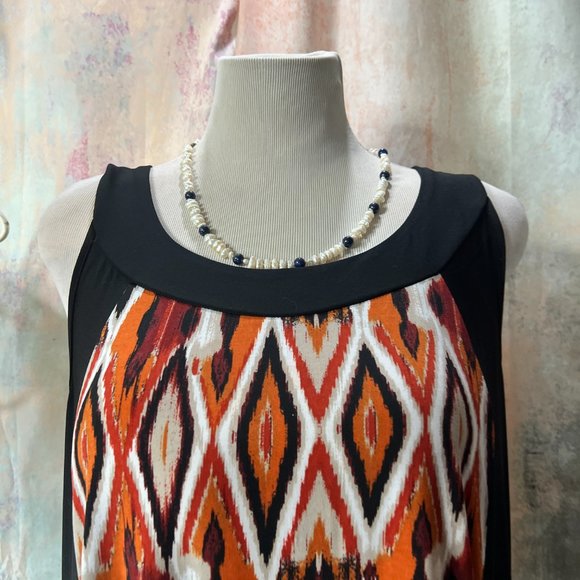 📌Susan Lawrence Maxi Plus Size Slim Looking Silhouette Dress & Geometric Print - Picture 4 of 13